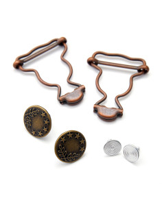 Set aus 2 Schnallen für Latzhose 25 mm mit Jeansknöpfen - Bronze