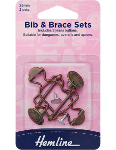 Set aus 2 Schnallen für Latzhose 25 mm mit Jeansknöpfen - Bronze 2