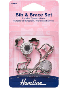 Set mit 2 Schnallen für Latzhose 40 mm mit Jeansknöpfen - Silber