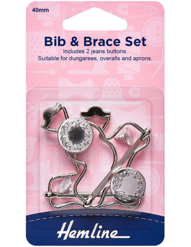 Set mit 2 Schnallen für Latzhose 40 mm mit Jeansknöpfen - Silber