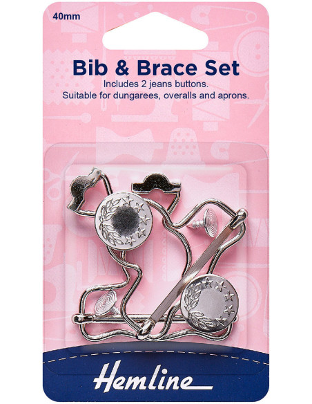 Set mit 2 Schnallen für Latzhose 40 mm mit Jeansknöpfen - Silber