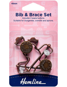 Set mit 2 Schnallen für Latzhose 40 mm mit Jeansknöpfen - Bronze