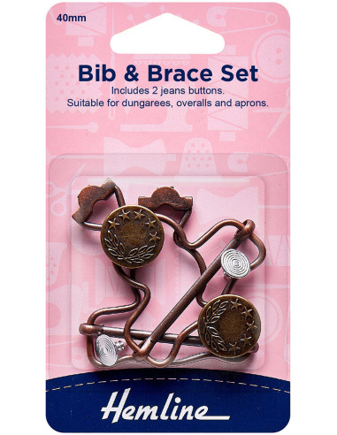 Set mit 2 Schnallen für Latzhose 40 mm mit Jeansknöpfen - Bronze