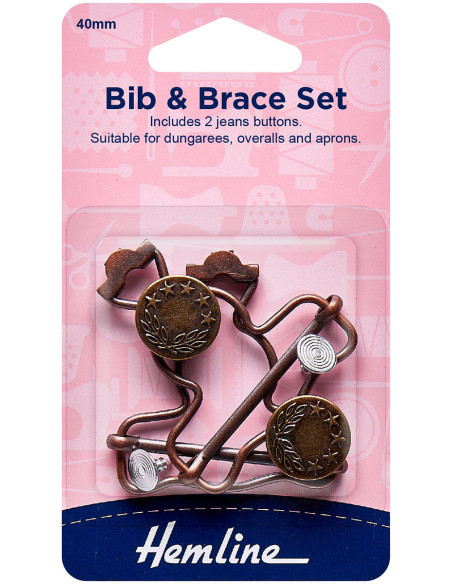 Set mit 2 Schnallen für Latzhose 40 mm mit Jeansknöpfen - Bronze