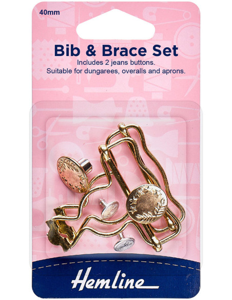 Set mit 2 Schnallen für Latzhose 40 mm mit Jeansknöpfen - Gold