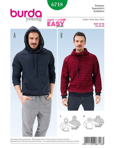 Sweatshirt-Schnittmuster - Burda 6718