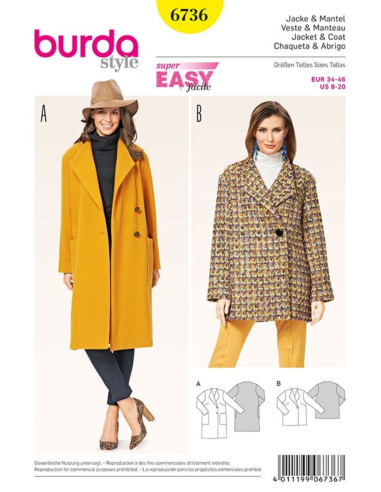 Jacken- und Mantelschnittmuster - Burda 6736