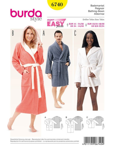 Bademantel-Schnittmuster - Burda 6740