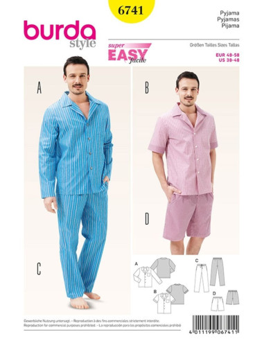 Pyjama-Schnittmuster - Burda 6741
