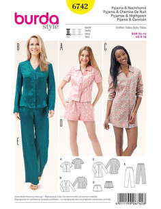 Pyjama- und Nachthemd-Schnittmuster - Burda 6742