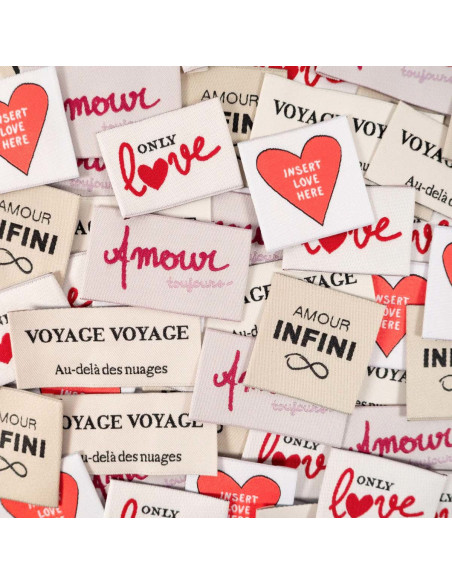 Set von 5 gewebten Etiketten - Sortiment Wanderlust
