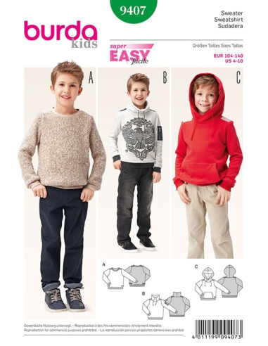 Sweatshirt-Schnittmuster - Burda 9407