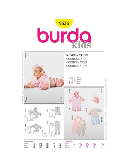 Pullover-, Hosen-, Strampler-Schnittmuster - Burda 9636