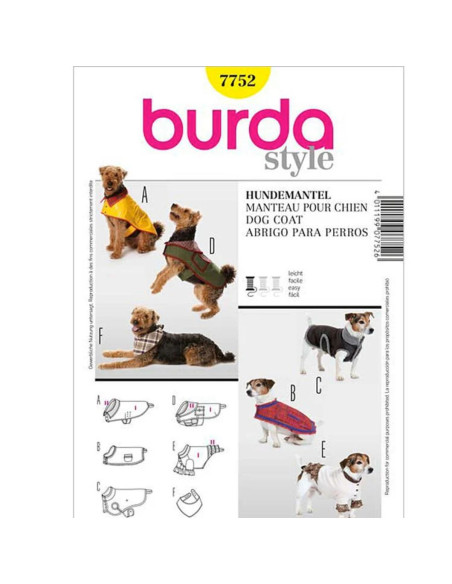 Mantelschnittmuster für Hunde - Burda 7752