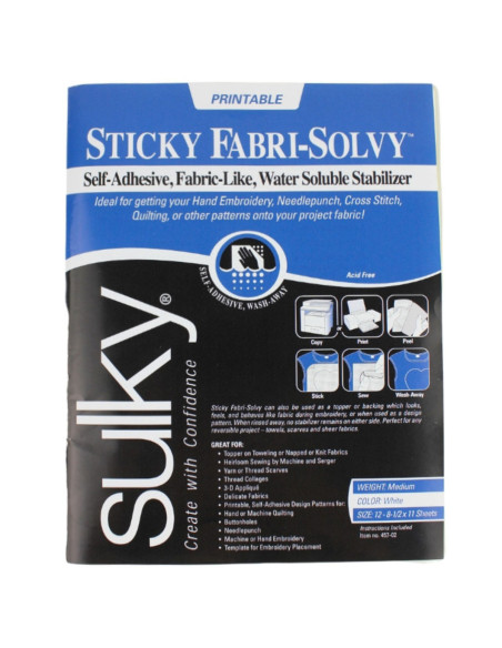 Set mit 12 Blättern Sulky Sticky Fabri Solvy Stabilisator
