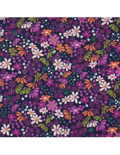Baumwoll-Popeline-Stoff - Maria violett und orange 2