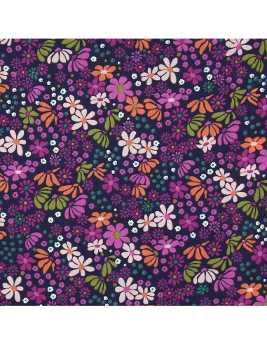 Baumwoll-Popeline-Stoff - Maria violett und orange