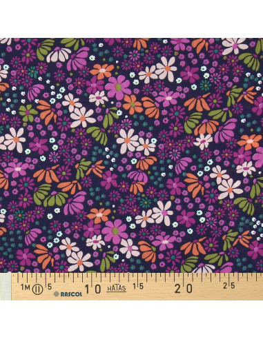 Baumwoll-Popeline-Stoff - Maria violett und orange