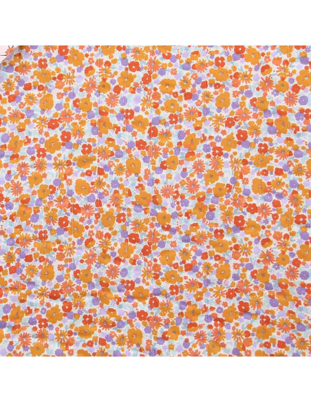 Gesteppter Baumwollstoff - Kindheit grün und orange