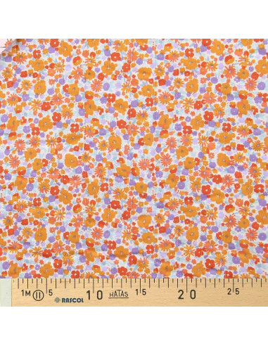 Gesteppter Baumwollstoff - Kindheit grün und orange