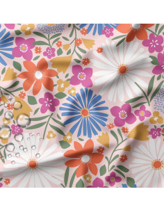 Wasserdichter Stoff für Regenmantel - Choupette rosa und orange