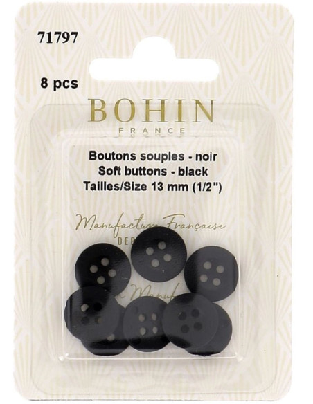 Weiche schwarze Knöpfe zum Annähen für Pyjamas und Homewear von Bohin