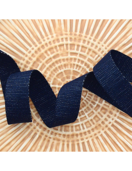 Polyester-Lurex-Gurt mit Baumwolloptik - Marineblau und Silber