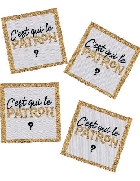 Set von 4 Aufnähetiketten - Wer ist der Chef?