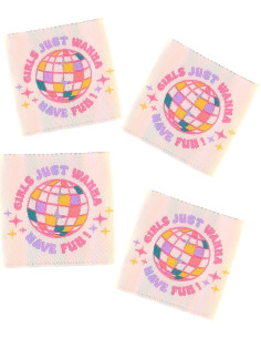 Set von 4 Aufnähetiketten - Girls just wanna have fun