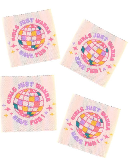 Set von 4 Aufnähetiketten - Girls just wanna have fun