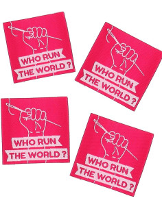 Satz von 4 Aufnähetiketten - Who run the world?