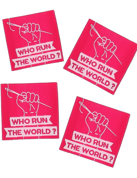 Satz von 4 Aufnähetiketten - Who run the world?