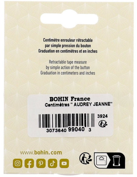 Rollmaßband 150 cm Katze Zentimeter Bohin