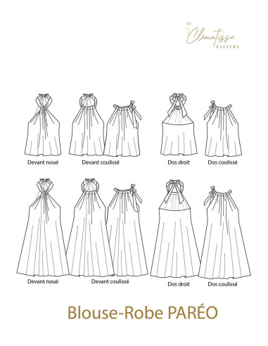 Blusen- und Pareo-Kleid-Schnittmuster - Clématisse Pattern