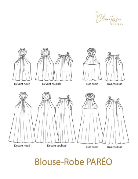 Blusen- und Pareo-Kleid-Schnittmuster - Clématisse Pattern