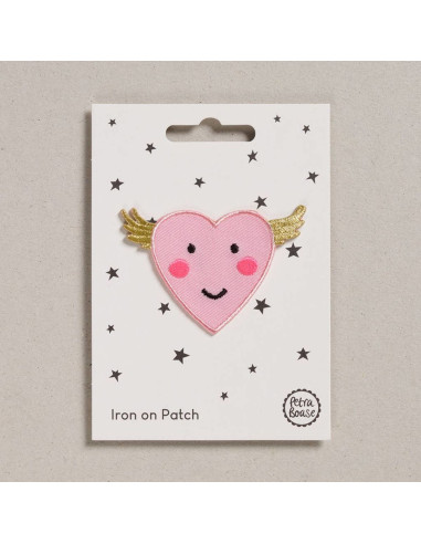 Bügelbild - Rosa geflügeltes Herz