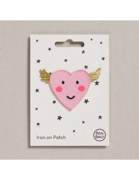 Bügelbild - Rosa geflügeltes Herz