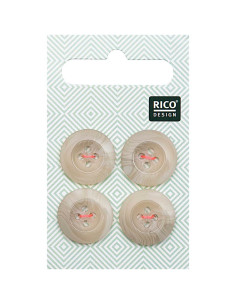 Karte mit 4 Knöpfen in Hornoptik - Beige 17 mm