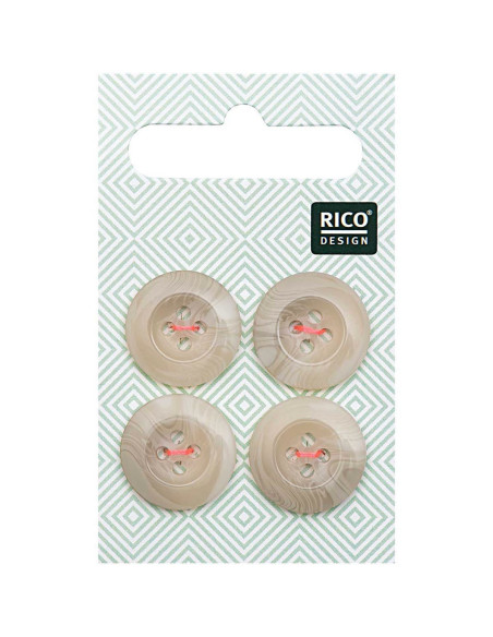 Karte mit 4 Knöpfen in Hornoptik - Beige 17 mm