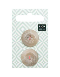 Karte mit 2 Knöpfen in Hornoptik - Beige 22 mm