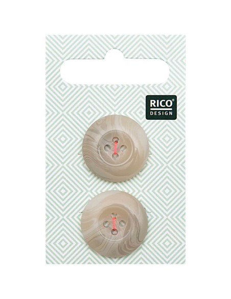 Karte mit 2 Knöpfen in Hornoptik - Beige 22 mm