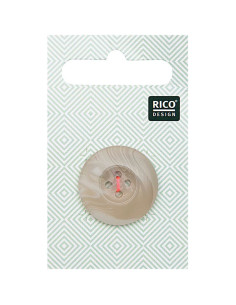 Karte mit 1 Knopf in Hornoptik - Beige 25 mm