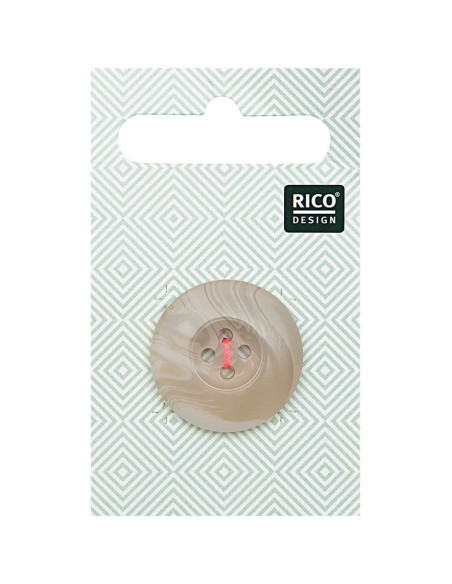 Karte mit 1 Knopf in Hornoptik - Beige 25 mm