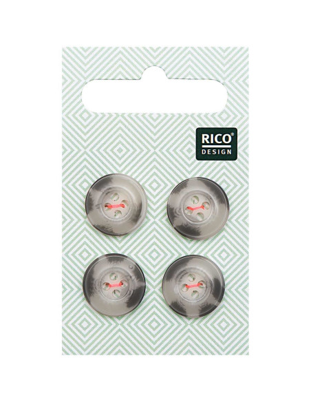 Karte mit 4 Knöpfen in Hornoptik - Beige und Grau 15 mm