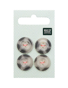 Karte mit 4 Knöpfen in Hornoptik - Beige und Grau 17 mm