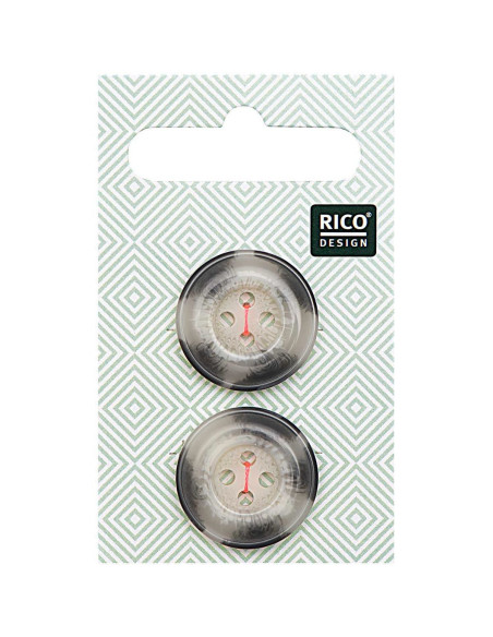 Karte mit 2 Knöpfen in Hornoptik - Beige und Grau 22 mm