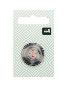 Karte mit 1 Knopf in Hornoptik - Beige und Grau 25 mm