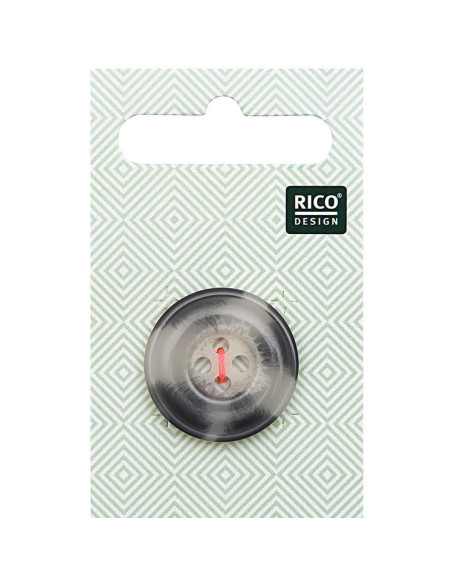 Karte mit 1 Knopf in Hornoptik - Beige und Grau 25 mm