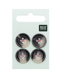 Karte mit 4 Knöpfen in Hornoptik - Grau 17 mm