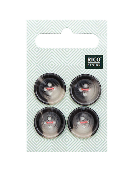 Karte mit 4 Knöpfen in Hornoptik - Grau 17 mm